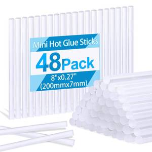 lot 62144 image: 48 Pack Mini Hot Glue Sticks, 8 Long x 0.27 Diameter Clear Glue Sticks for Glue Gun, EVA Clear Glue Gun Sticks, Hot Glue Gun Sticks for DIY Craft Sticky Projects & More - Retail $7