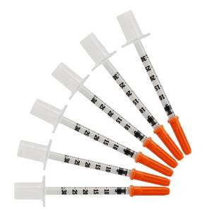 lot 62150 image: U-100 Syringes - 0.3mlcc 31G 516 (8 mm) Disposable Syringes ,Individually Wrapped,19 PACK