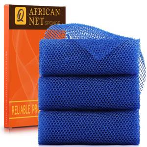 lot 62153 image: UJFQBH 2 Pieces African Bath Sponge African Net Long Net Bath Sponge Exfoliating Shower Body Scrubber Back Scrubber Skin Smoother,Great for Daily Use (Blue) - Retail $8
