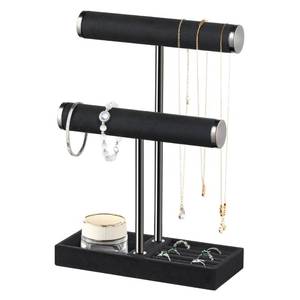 lot 62173 image: bussdis 2 Tier Bracelet Holder Display - Detachable T Bar Black Velvet Bracelet Holder, Jewelry Holder Organizer for Bracelet, Necklace, Earrings, Rings - Retail $20