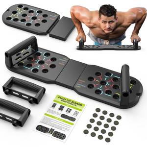 lot 62179 image: Push Up Board Fitness, Workout Home Gym Equipment, 20 in 1 Exercise Pushup Bar Handles for Floor, Strength Training Equipment for Men - Retail $211