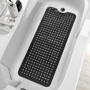 lot 62191 image: MOONFLY Shower and Bathtub Mat,40x16 Inches,Extra Long Non Slip Mats with Suction Cups and Drain Holes, Machine Washable and Anti Slip Bathmats, Bathroom Mats for Tub Nonslip (Black) - Retail $10