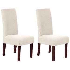 lot 62194 image: H.VERSAILTEX Stretch Dining Chair Covers Set of 2 Chair Covers for Dining Room Parsons Chair Slipcover Chair Protectors Covers Dining, Feature Textured Checked Jacquard Fabric, Ivory - Retail $17
