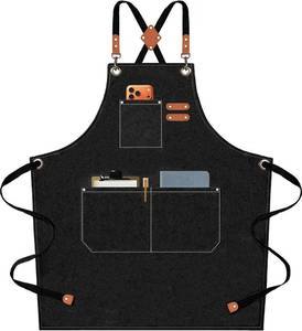 lot 62195 image: AFUN Chef Aprons for Men Women with Oversized Pockets, 16-Ounce Cotton Canvas Cross Back Heavy Duty Work Apron (Black) - Retail $20