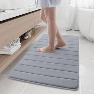 lot 62199 image: Buganda Memory Foam Bath Mat, 47 x 24, Ultra Soft and Non-Slip Bathroom Rugs, Water Absorbent and Machine Washable Bath Rug Runner for Bathroom, Shower, and Tub, Medium Grey - Retail $29