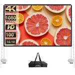 Outdoor Projector Screen with Stand 100 Inch: Portable Projection Screen 16:10 4K HD Outdoor Movie Screen with Carry Bag for Home Backyard Theater - Retail: $44