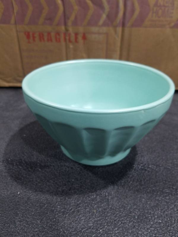 lot 3428 image: LOT OF 12 TURQUOISE CEREAL BOWLS