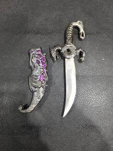 lot 3967 image: Dragon Handle Fantasy Knife with Purple Accents