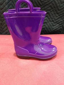 lot 4078 image: Purple Kids Rain Boots with Handles Size 10