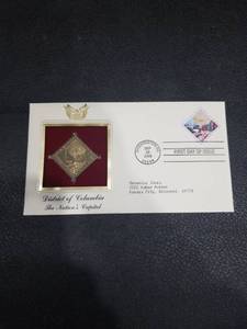 lot 4147 image: 2003 District of Columbia First Day Cover with Gold Replica Stamp