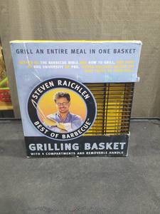 lot 4198 image: Steven Raichlen Best Of Barbeque Grilling Basket 4 Compartments Handle