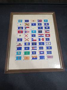 lot 4203 image: 1976 US Bicentennial State Flags Stamp Collection Framed
