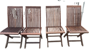 Teak Wood Folding Chairs Set of 4 - Retail: $175