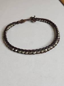 lot 996 image: Silpada .925 Links of London Brown Cord Bracelet with Silver Beads 17g