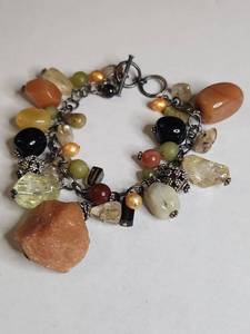 lot 998 image: Silpada Sterling Silver Multi-Stone Charm Bracelet with Himalayan Salt Crystal