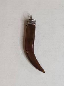 lot 1010 image: Silpada .925 Sterling Silver and Smoky Glass Striking Tiger Claw Pendant