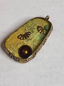 lot 1020 image: Retired Silpada Mixed Metal Turquoise Pearl Shadowbox Pendant