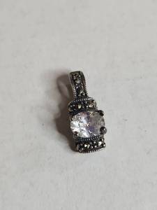 lot 1022 image: Sterling Silver .925 CZ and Marcasite Pendant