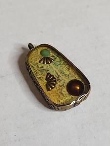 lot 1027 image: Retired Silpada Mixed Metal Turquoise Pearl Shadowbox Pendant