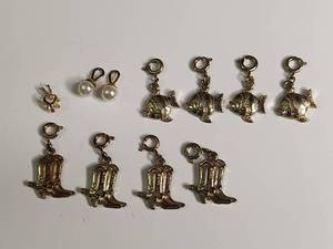 lot 1042 image: Gold Tone Charm Collection - Fish, Boots and Pearls