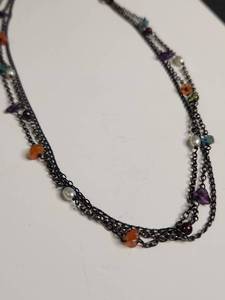 lot 1106 image: Silpada Multi-Strand Gemstone Chain Necklace
