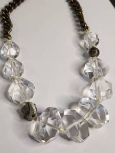 lot 1107 image: Silpada Clear Bead and Brass Chain Statement Necklace
