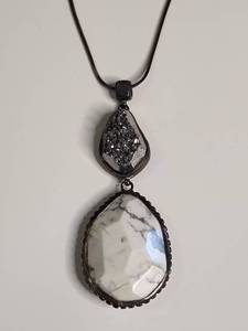 lot 1115 image: Silpada .925 White Howlite and Crystal Double Drop Pendant Necklace