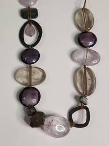 lot 1118 image: Silpada Amethyst, Quartz Gemstone and Silver Statement Necklace