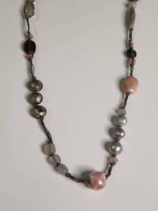 lot 1119 image: Silpada Soapstone Pearl and Quartz Beaded Cord Necklace