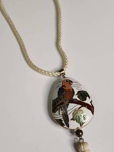lot 1123 image: Cloisonne Bird Pendant Necklace with Tassel