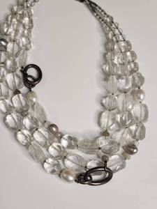 lot 1127 image: Silpada Clear Quartz and Pearl Multi-Strand Statement Necklace