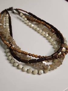 lot 1128 image: Multi-Strand Mother of Pearl, Wood, Beaded Necklace