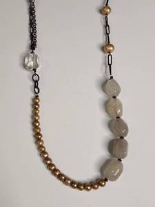 lot 1133 image: Silpada Rose Quartz and Pearl Statement Necklace