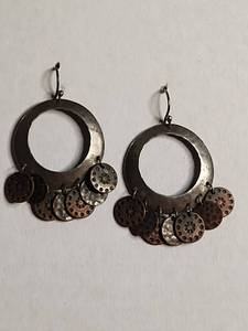 lot 1205 image: Silpada .925 Sterling Silver And Copper Coin Earrings