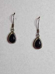 lot 1210 image: Sterling Silver Black Obsidian Teardrop Earrings Silpada .925 5g