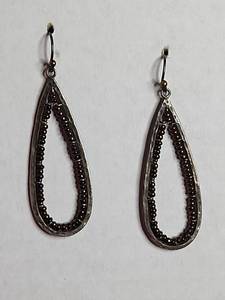 lot 1212 image: Sterling Silver Teardrop Earrings with Bronze Seed Beads 5g