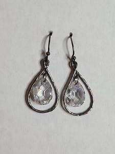 lot 1215 image: Sterling Silver Crystal Teardrop Dangle Earrings