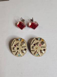 lot 1230 image: Two Pairs of Statement Earrings