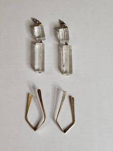 lot 1243 image: Crystal Drop Earrings with Gold Accents