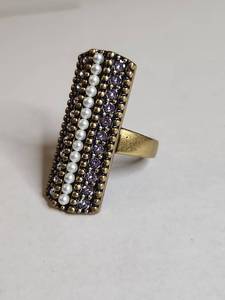 lot 1329 image: Silpada Pearl and Purple Crystal Statement Ring