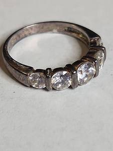 lot 1334 image: .925 Sterling Silver Five-Stone CZ Ring