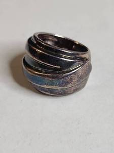 lot 1339 image: Sterling Silver Wide Band Ring with Spiral Design 12g