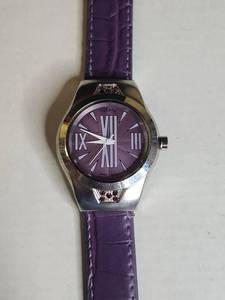 lot 1413 image: Bijoux Terner Purple Roman Numeral Watch with Crystal Accents
