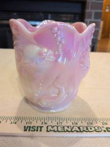 lot 35 image: Fenton Pink Iridescent Glass Vase Museum Collection 2002