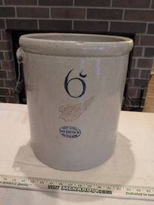 lot 51 image: Red Wing 6 Gallon Stoneware Crock with Wing Design