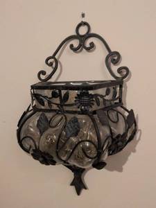 lot 76 image: Decorative Glass and Metal Wall Planter