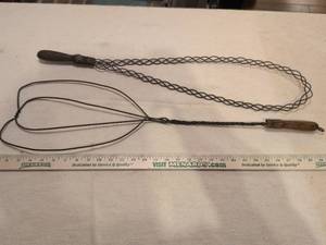lot 83 image: Colonial Era Rug Beater with Wire Pattern