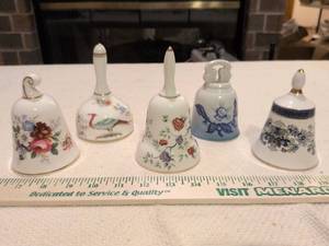 lot 116 image: Danbury Mint English Bone China Bell Collection - ALL BELLS ARE MISSING THEIR RINGER