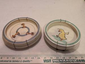 lot 134 image: (2) Early 1900s Roseville Rolled Edge Childrens Bowls