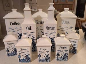 lot 179 image: Dutch Windmill Kitchen Canister Set